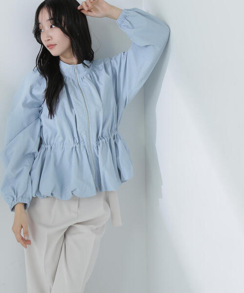 NATURAL BEAUTY BASIC（ナチュラルビューティーベーシック）の「◇スタンドネックバルーンブルゾン（ブルゾン・レディース・ベージュ/ブルー/ブラック・MEDIUM/SMALL）」の3枚目の写真