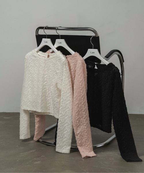 I_am(アイアム)の「sheer shaggy tops / シアーシャギートップス(Tシャツ/カットソー・レディース・ブラック/ピンク/アイボリー・FREE)」の10枚目の写真
