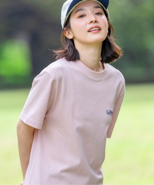 L.L.Bean(エルエルビーン)の「【JAPAN EDITION】ユニオン・ショートスリーブ・ティ(Tシャツ/カットソー・レディース・ピンク/ホワイト/ライトグレー/ダークグリーン・MEDIUM)」の7枚目の写真