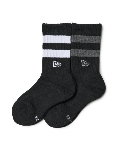 NEW ERA（ニューエラ）の「NEW ERA/ニューエラ ソックス SOCKS CREW 2足セット ライン フラッグロゴ エンブロイダリー 14518184/14518185（ソックス/靴下・メンズ・ホワイト系その他/ホワイト系その他2/ブラック系その他・25-27CM/21-23cm）」の3枚目の写真