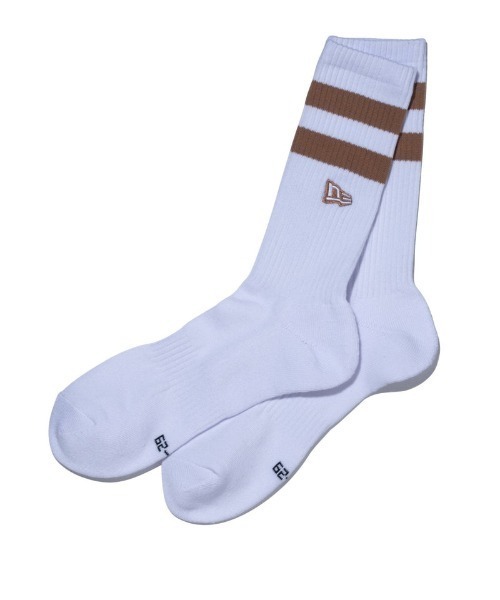 NEW ERA（ニューエラ）の「NEW ERA/ニューエラ ソックス SOCKS CREW 2足セット ライン フラッグロゴ エンブロイダリー 14518184/14518185（ソックス/靴下・メンズ・ホワイト系その他/ホワイト系その他2・25-27CM/21-23cm）」の7枚目の写真