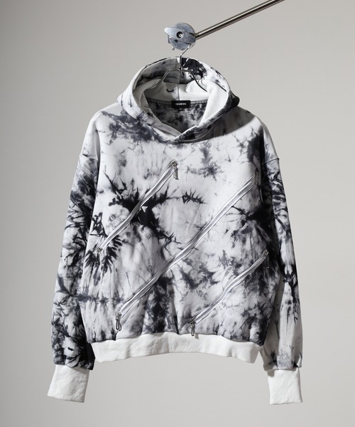 REGIEVO(レジエボ)の「Zipper design pullover hoodie / ファスナーデザイン プルオーバーパーカー フーディー unisex(パーカー・メンズ・ブラック/ホワイト・M/L)」の3枚目の写真
