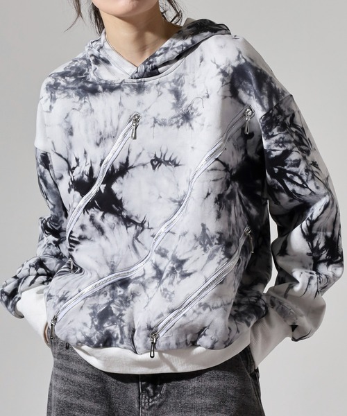REGIEVO(レジエボ)の「Zipper design pullover hoodie / ファスナーデザイン プルオーバーパーカー フーディー unisex(パーカー・メンズ・ブラック/ホワイト・M/L)」の10枚目の写真