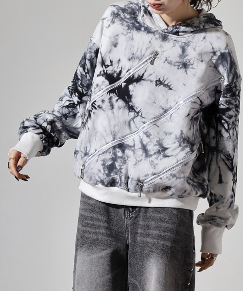 REGIEVO(レジエボ)の「Zipper design pullover hoodie / ファスナーデザイン プルオーバーパーカー フーディー unisex(パーカー・メンズ・ブラック/ホワイト・M/L)」の11枚目の写真