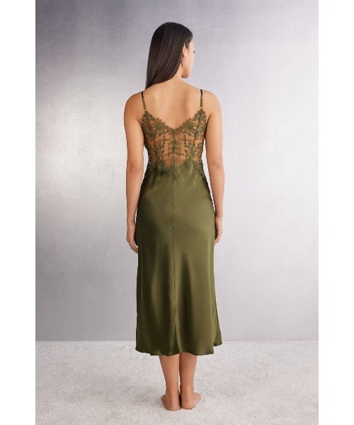 ロングスリップ M Imaginary Journey intimissimi Imaginary Journey Long Silk and Lace Slip | Intimissimi