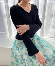 WEB限定 フレアスリーブVネックカーディガン