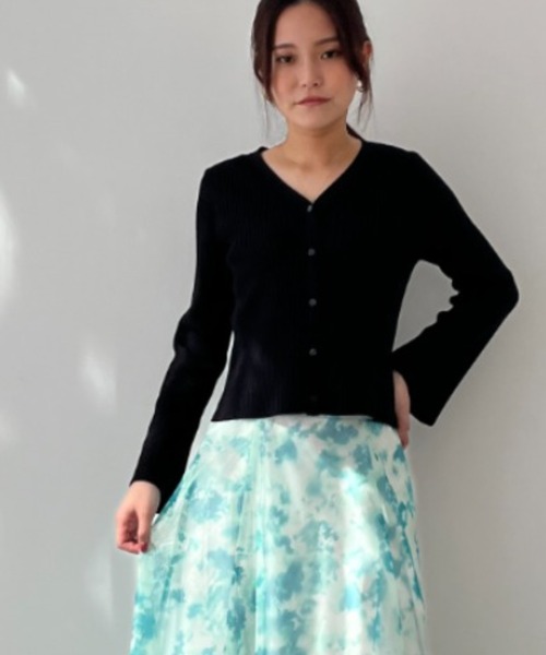 【WEB限定】ミッシュマッシュ MISCH MASCH 2025春夏新作 フレアスリーブVネックカーディガン/MM558401 （BLACK） WEB限定】ミッシュマッシュ MISCH MASCH 2025春夏新作 フレア