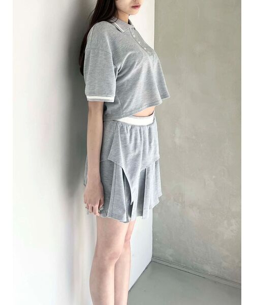 CALNAMUR（カルナムール）の「POLO×SK SET UP/ポロ×スカートセットアップ【セットアイテム】（ワンピース・レディース・ベージュ/ブラック/グレー・FREE）」の6枚目の写真