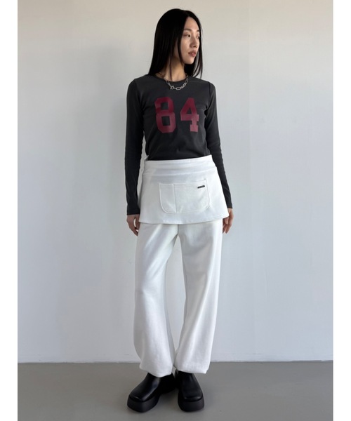 Didot.showroom(ディドット ショールーム)の「レイヤーエプロンSETジョガーパンツ(スウェットパンツ・レディース・チャコール/アイボリー/グレー・FREE)」の1枚目の写真