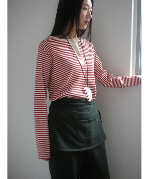 Didot.showroom(ディドット ショールーム)の「レイヤーエプロンSETジョガーパンツ(スウェットパンツ・レディース・チャコール/アイボリー/グレー・FREE)」の12枚目の写真