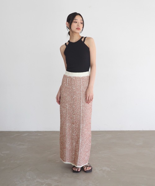 コムデギャルソン ウール ニット ロングスカート 模様編み マキシ丈 伸縮性 M tricot COMME des GARCONS(トリココムデギャルソン) 80's