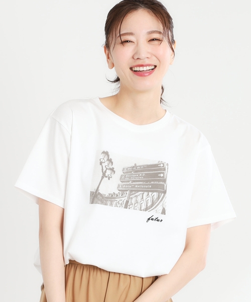 Reflect(リフレクト)の「【夏SALE/UVカット/接触冷感/マシンウォッシュ可】フォトプリントTシャツ(Tシャツ/カットソー・レディース・オフホワイト/ライトベージュ・05/07/13/15 /17/11/09)」の2枚目の写真