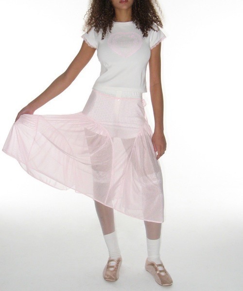 CRANK（クランク）の「【CRANK】LACE HEART PRINTING TOP / 【クランク】レースハートプリントTシャツ（Tシャツ/カットソー・レディース・ブラック/ライトブルー/ホワイト・ONE SIZE）」の6枚目の写真