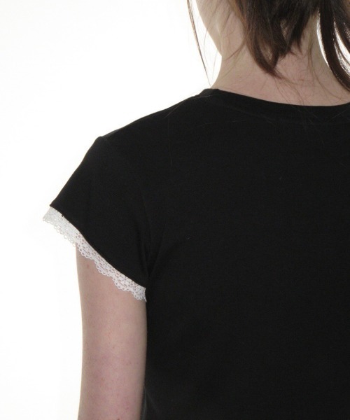 CRANK（クランク）の「【CRANK】LACE HEART PRINTING TOP / 【クランク】レースハートプリントTシャツ（Tシャツ/カットソー・レディース・ブラック/ライトブルー/ホワイト・ONE SIZE）」の17枚目の写真