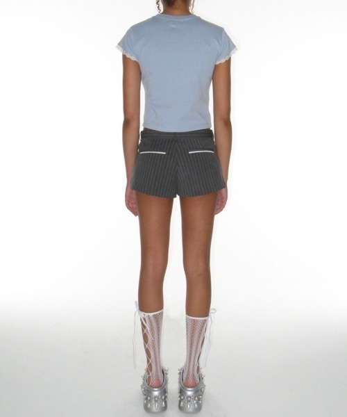 CRANK（クランク）の「【CRANK】LACE HEART PRINTING TOP / 【クランク】レースハートプリントTシャツ（Tシャツ/カットソー・レディース・ブラック/ライトブルー/ホワイト・ONE SIZE）」の22枚目の写真