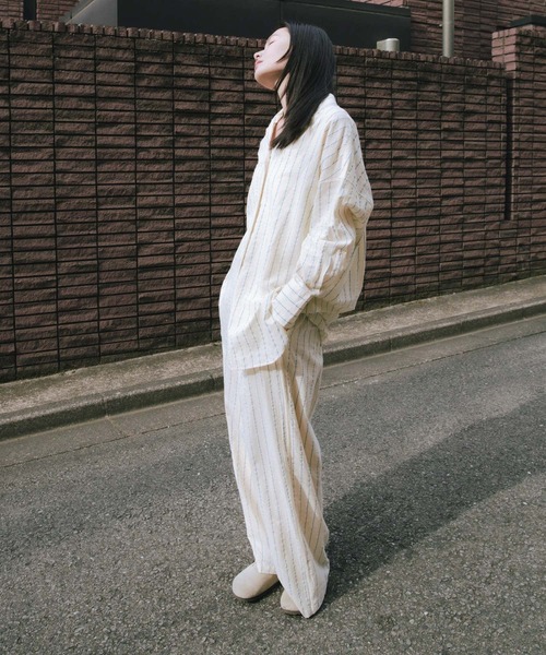 セール】new basic インドコットンサッカーストライプパンツ（その他