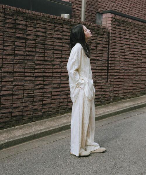 URBAN RESEARCH（アーバンリサーチ）の「new basic　インドコットンサッカーストライプパンツ（その他パンツ・レディース・ライトベージュ/レッド・FREE）」の6枚目の写真