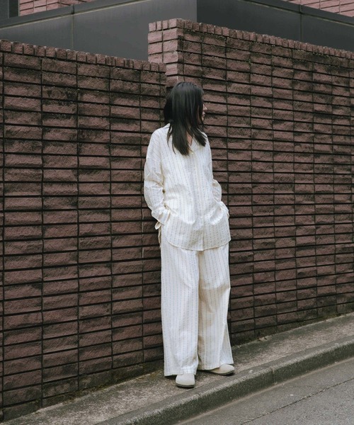 セール】new basic インドコットンサッカーストライプパンツ（その他