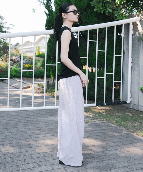 セール】new basic インドコットンサッカーストライプパンツ（その他