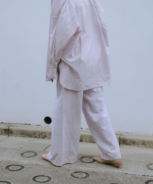 セール】new basic インドコットンサッカーストライプパンツ（その他