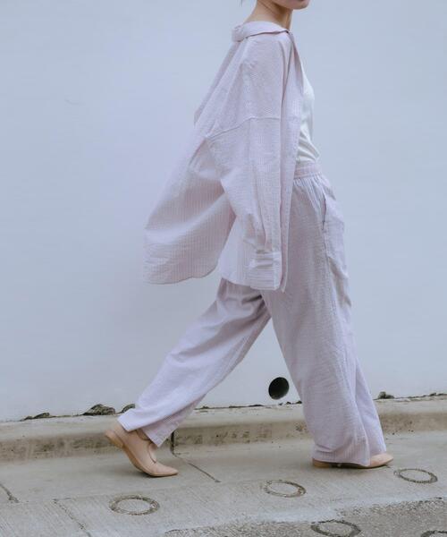 URBAN RESEARCH（アーバンリサーチ）の「new basic　インドコットンサッカーストライプパンツ（その他パンツ・レディース・ライトベージュ/レッド・FREE）」の20枚目の写真