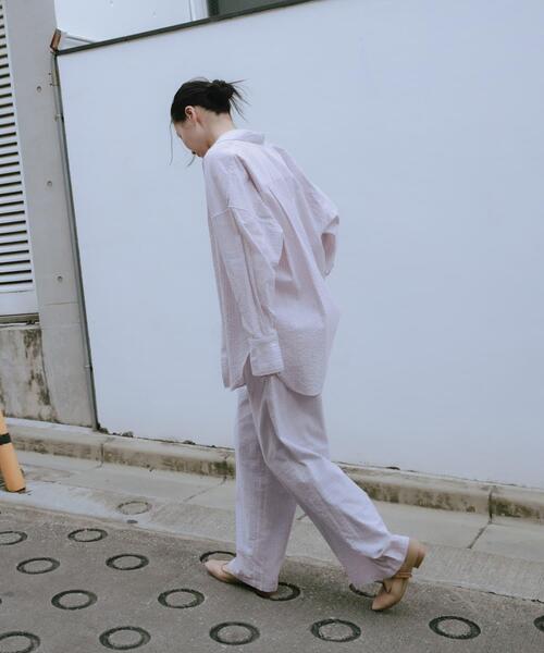 URBAN RESEARCH（アーバンリサーチ）の「new basic　インドコットンサッカーストライプパンツ（その他パンツ・レディース・ライトベージュ/レッド・FREE）」の21枚目の写真