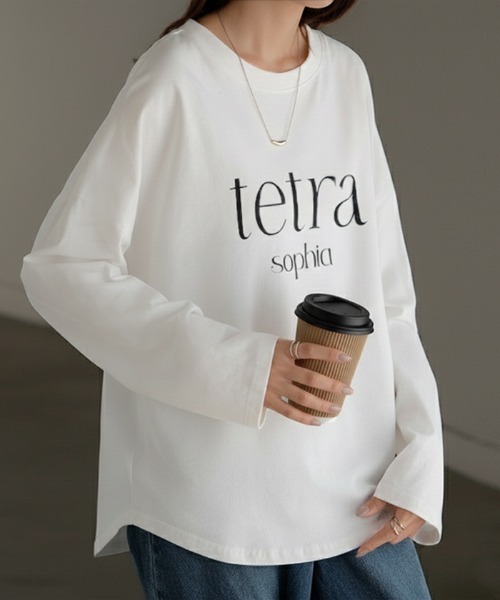 HUG.U(ハグユー)の「ロゴTシャツ(Tシャツ/カットソー・レディース・ホワイト/クリーム/ブラック/ライトブルー/ブラック系その他/ホワイト系その他・FREE)」の2枚目の写真