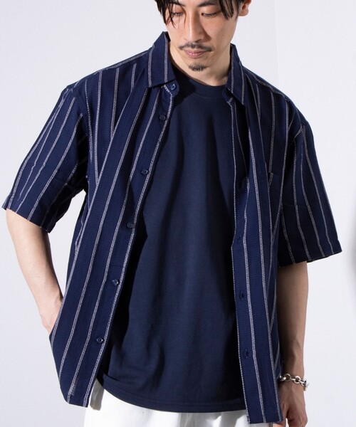 【新品タグ】ETRETOKYO ストライプボックスシャツ ブラウン ETRE TOKYO - ストライプボックスシャツ - BROWN | ADDICT WEB SHOP