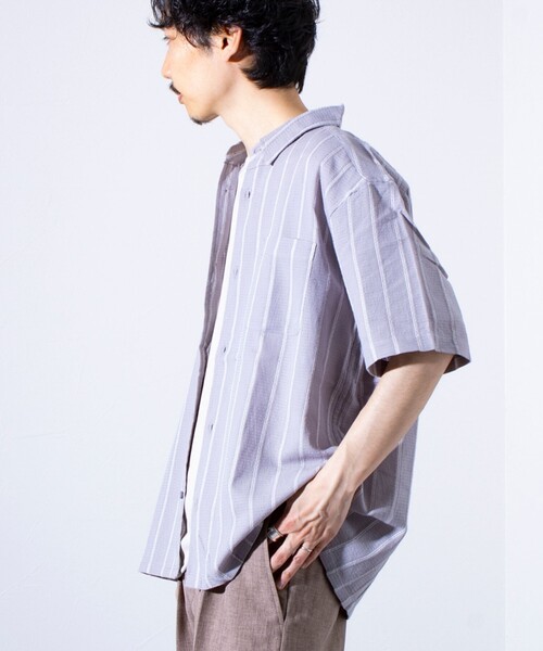 【新品タグ】ETRETOKYO ストライプボックスシャツ ブラウン ETRE TOKYO - ストライプボックスシャツ - BROWN | ADDICT WEB SHOP