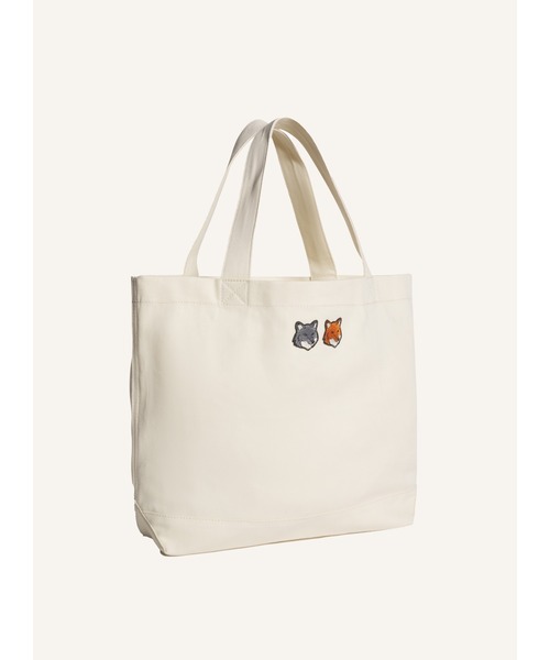 Maison Kitsune(メゾンキツネ)の「DOUBLE FOX HEAD PATCH TOTE BAG(トートバッグ・レディース・キナリ/ブラック・U)」の4枚目の写真