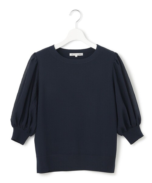 23区(ニジュウサンク)の「【洗える】シアーチェッククロスコンビ ニット(ニット/セーター・レディース・ネイビー系/ホワイト系/ブラック系・38/40)」の14枚目の写真