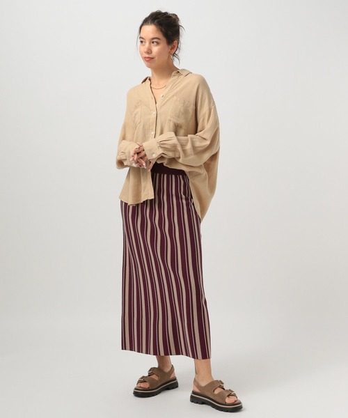 BAYFLOW（ベイフロー）の「縦長ラインですっきり]サマーニットタイトスカート（スカート・レディース・ブラック/ブラック系その他/ボルドー・SMALL/MEDIUM）」の16枚目の写真