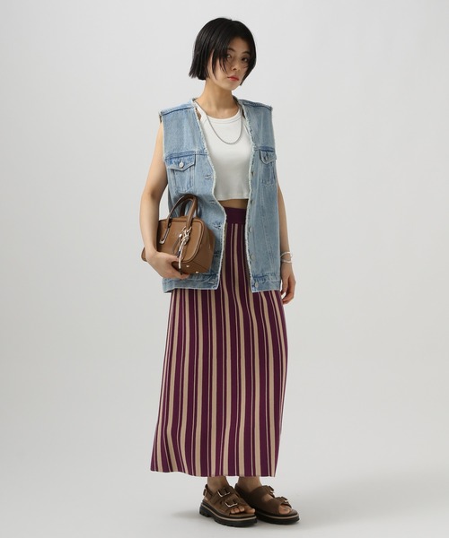 BAYFLOW（ベイフロー）の「縦長ラインですっきり]サマーニットタイトスカート（スカート・レディース・ブラック/ブラック系その他/ボルドー・SMALL/MEDIUM）」の11枚目の写真