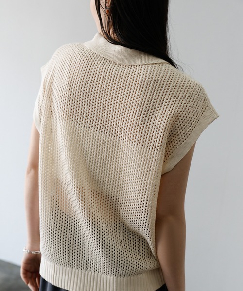 select MOCA(セレクトモカ)の「ドロップオープンメッシュニットトップス(ニット/セーター・レディース・モカ/ブラック/アイボリー/グレー・FREE)」の16枚目の写真