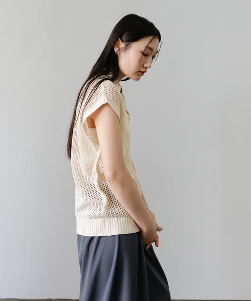 select MOCA(セレクトモカ)の「ドロップオープンメッシュニットトップス(ニット/セーター・レディース・モカ/ブラック/アイボリー/グレー・FREE)」の18枚目の写真
