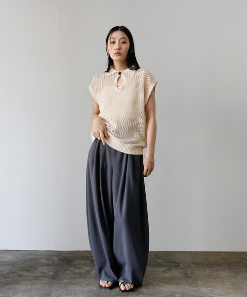 select MOCA(セレクトモカ)の「ドロップオープンメッシュニットトップス(ニット/セーター・レディース・モカ/ブラック/アイボリー/グレー・FREE)」の15枚目の写真