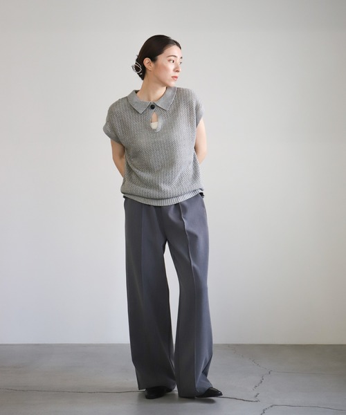 select MOCA(セレクトモカ)の「ドロップオープンメッシュニットトップス(ニット/セーター・レディース・モカ/ブラック/アイボリー/グレー・FREE)」の22枚目の写真
