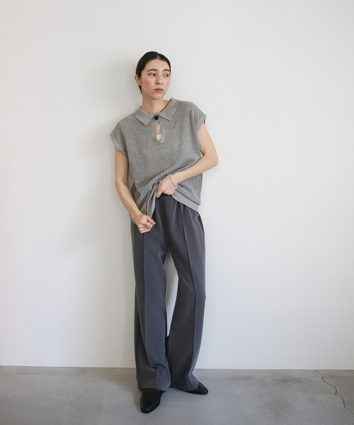 select MOCA(セレクトモカ)の「ドロップオープンメッシュニットトップス(ニット/セーター・レディース・モカ/ブラック/アイボリー/グレー・FREE)」の6枚目の写真