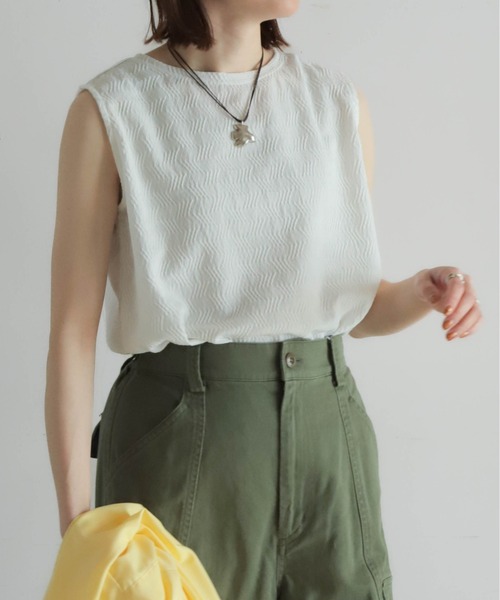 NOMBRE IMPAIR(ノンブルアンペール)の「イレギュラーブロックチェック ラウンドヘムタンク(Tシャツ/カットソー・レディース・ホワイト/チャコールグレー・FREE)」の3枚目の写真