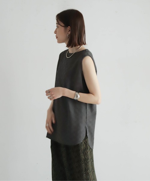 NOMBRE IMPAIR(ノンブルアンペール)の「イレギュラーブロックチェック ラウンドヘムタンク(Tシャツ/カットソー・レディース・ホワイト/チャコールグレー・FREE)」の19枚目の写真