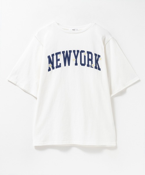 Mac-House(マックハウス)の「フラワー刺繍カレッジプリントTシャツ(Tシャツ/カットソー・レディース・ホワイト/ネイビー/グレー・M/L)」の5枚目の写真