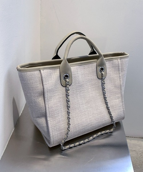 Jasmine Grandiflorum(ジャスミングランディフローラム)の「【Jasmine】チェーントートバッグ(トートバッグ・レディース・ブラック/ブルー/グレー・FREE)」の3枚目の写真