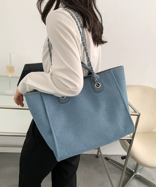 Jasmine Grandiflorum(ジャスミングランディフローラム)の「【Jasmine】チェーントートバッグ(トートバッグ・レディース・ブラック/ブルー/グレー・FREE)」の6枚目の写真