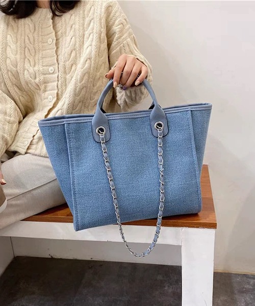 Jasmine Grandiflorum(ジャスミングランディフローラム)の「【Jasmine】チェーントートバッグ(トートバッグ・レディース・ブラック/ブルー/グレー・FREE)」の7枚目の写真