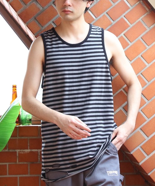 ８(eight)（エイト）の「ダメージ加工タンクトップ（タンクトップ・メンズ・ホワイト系その他/オフホワイト/チャコールグレー/ブラック/グレー系その他・FREE）」の5枚目の写真