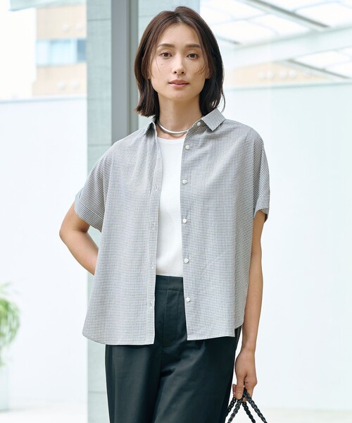 セール】【洗える】SHEER ギンガム シャツ ブラウス（シャツ/ブラウス
