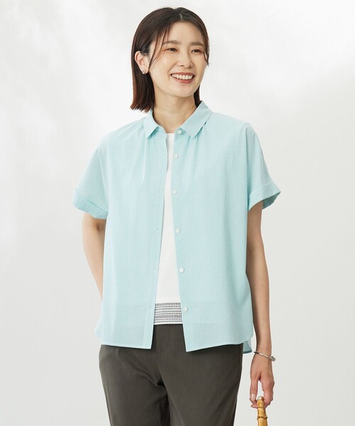 セール】【洗える】SHEER ギンガム シャツ ブラウス（シャツ/ブラウス