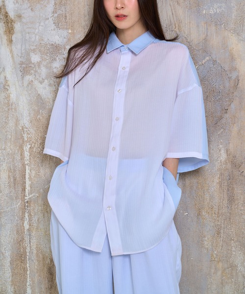 Nora Lily】Sheer Layered Wide Shirt(UNISEX)（シャツ/ブラウス