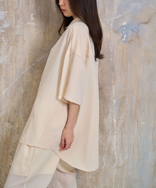Nora Lily(ノラリリー)の「【Nora Lily】Sheer Layered Wide Shirt(UNISEX)(シャツ/ブラウス・メンズ・オフホワイト/ライトブルー/ブラック・FREE)」の6枚目の写真