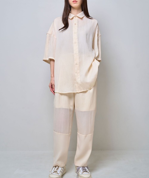 Nora Lily(ノラリリー)の「【Nora Lily】Sheer Layered Wide Shirt(UNISEX)(シャツ/ブラウス・メンズ・オフホワイト/ライトブルー/ブラック・FREE)」の10枚目の写真